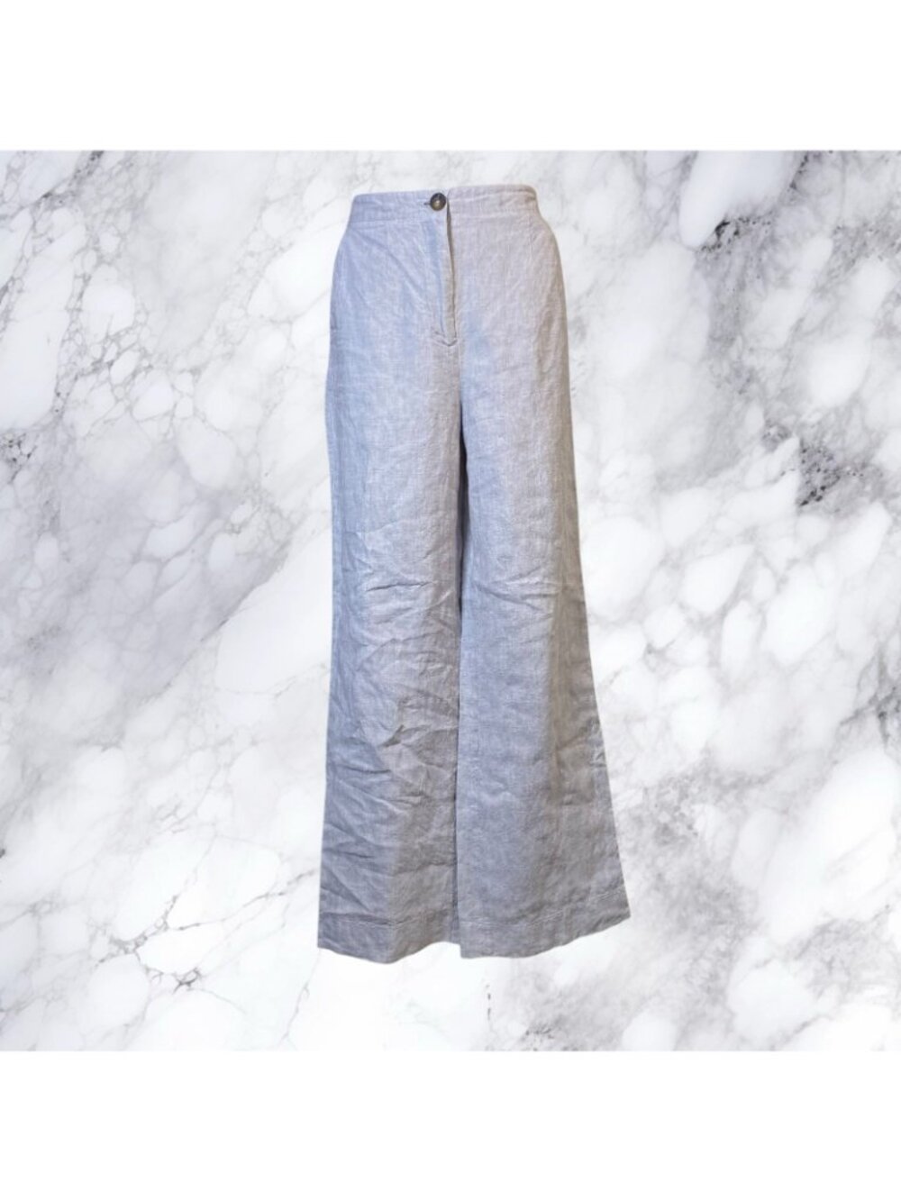 BODEN Eldon Linen Wide Leg Trousers In Squirrel Grey - Picture 2 of 10
